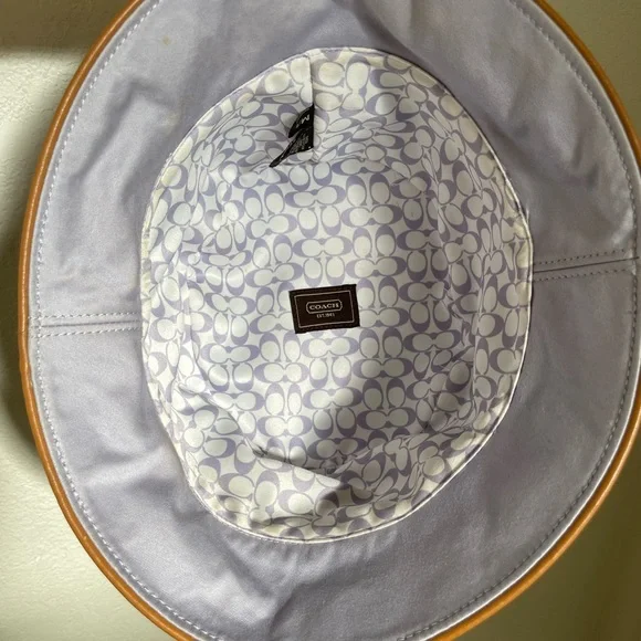 COACH Bucket Hat with Tan Leather Trim M/L - Picture 3 of 6